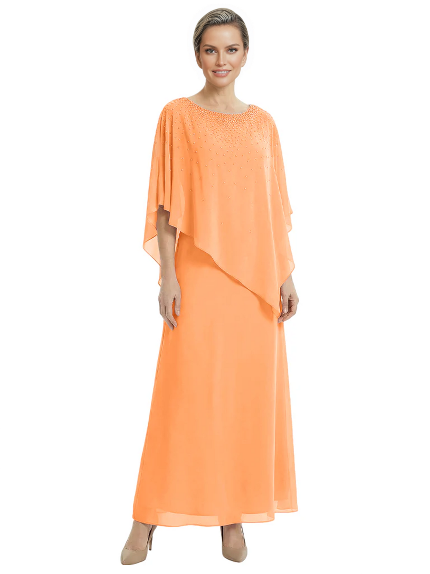 Elegant Mother of Bride Dresses Evening Gowns Trending 2026 Styles with Asymmetric Cape