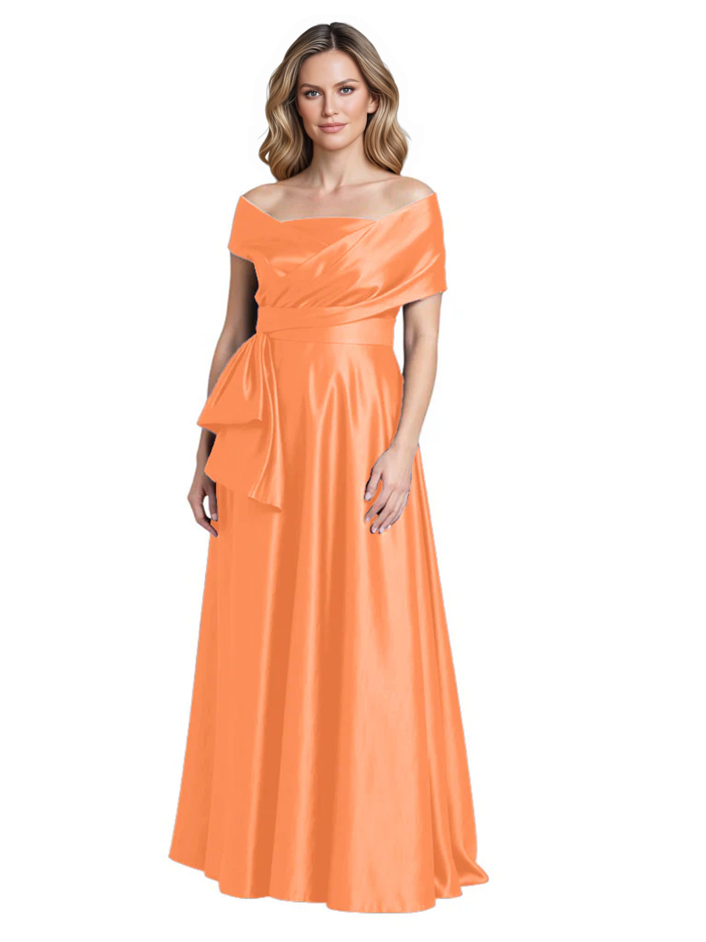 Formal Floor-Length Mother of the Bride Gown Sleeveless Satin Maxi Dress with Drape