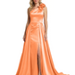 One Shoulder Sleeveless Mother of the Brides Dresses Floor Length Slit With Train