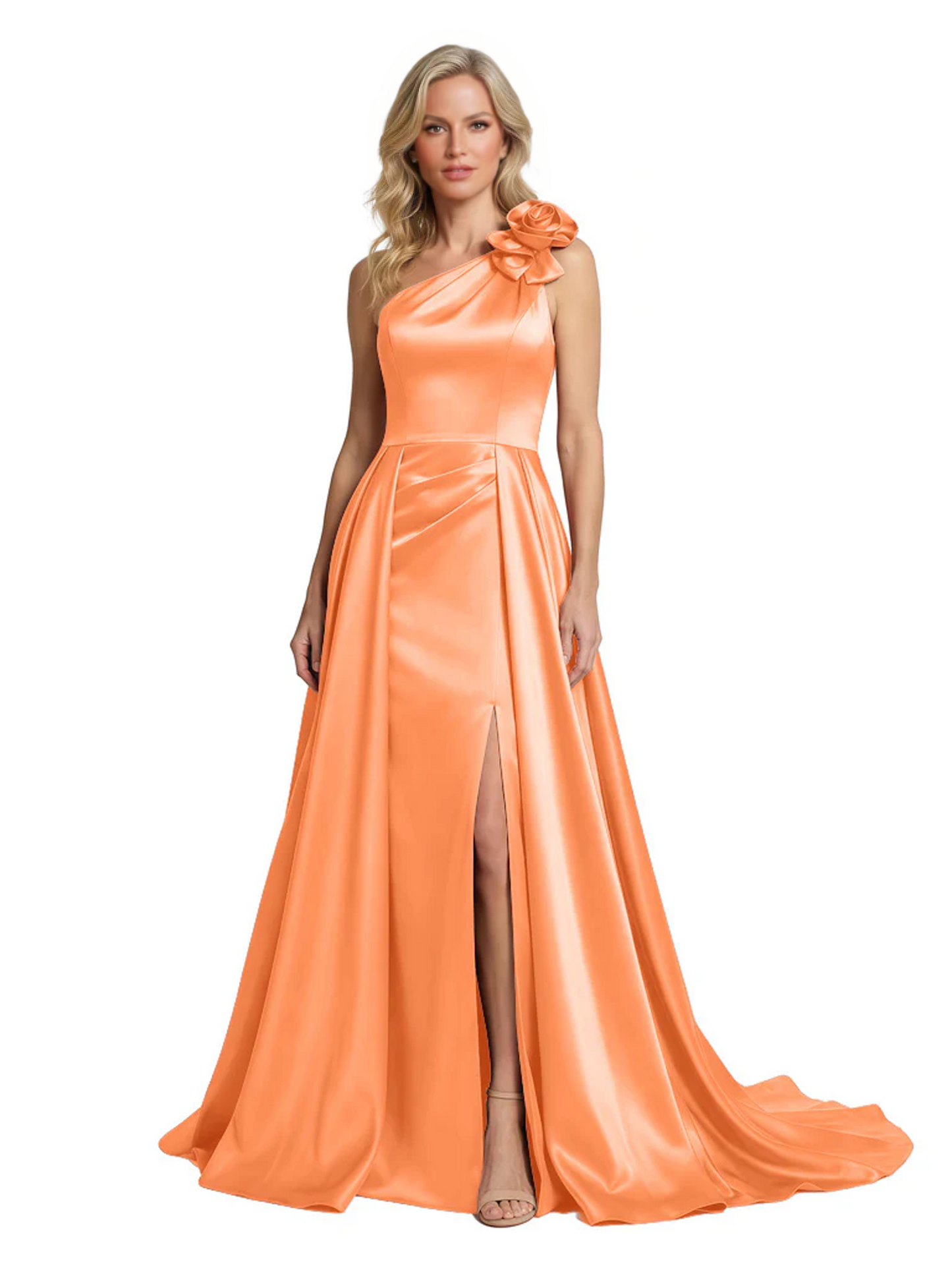 One Shoulder Sleeveless Mother of the Brides Dresses Floor Length Slit With Train