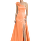One Shoulder Mother of the Bride Dress with 3D Floral Detail Formal Dress A-Line Gowns with Slit