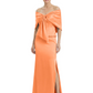 Formal Floor-Length Mother of the Bride Gown Satin Maxi Dress with Bow Neckline