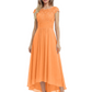 Elegant Evening Gown Trending 2026 Styles with Cap Sleeves High-Low Skirt