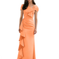 Elegant Mother of Bride Dress Formal Gowns Mermaid Ruffle Floor Length Asymmetric Neckline