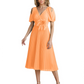 Wedding Formal Dress V-Neck Pleated Chiffon Gown with 3D Flower Accent Knee Length