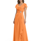 Elegant Mother of the Groom Dress Cascading Ruffle Chiffon Formal Gown Rhinestone