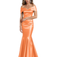 Luxury Emerald Formal Dress Off-the-Shoulder Satin Gown Trumpet Silhouette