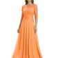 Illusion Neck Mother of the Bride Dress Half Sleeve Lace Applique Gowns Chiffon