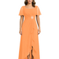 Formal High-Low Mother of the Bride Gown Sleeved Chiffon Maxi Dress Ruched Waist
