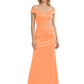 Off Shoulder Mother of the Bride Dress Beaded Waist Satin Gown Portrait Neckline