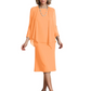 3 PCS Knee-Length Mother of Bride Dresses Prom Dress Evening Dress with Sheer Sleeves and Jacket