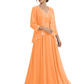 Plus Size A-line Chiffon 3/4 Sleeves Mother of the Brides Dresses Long Jacket Dress