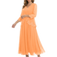 3/4 Sleeve Chiffon Mother of the Brides Dresses V-Neck Wedding Party Gowns