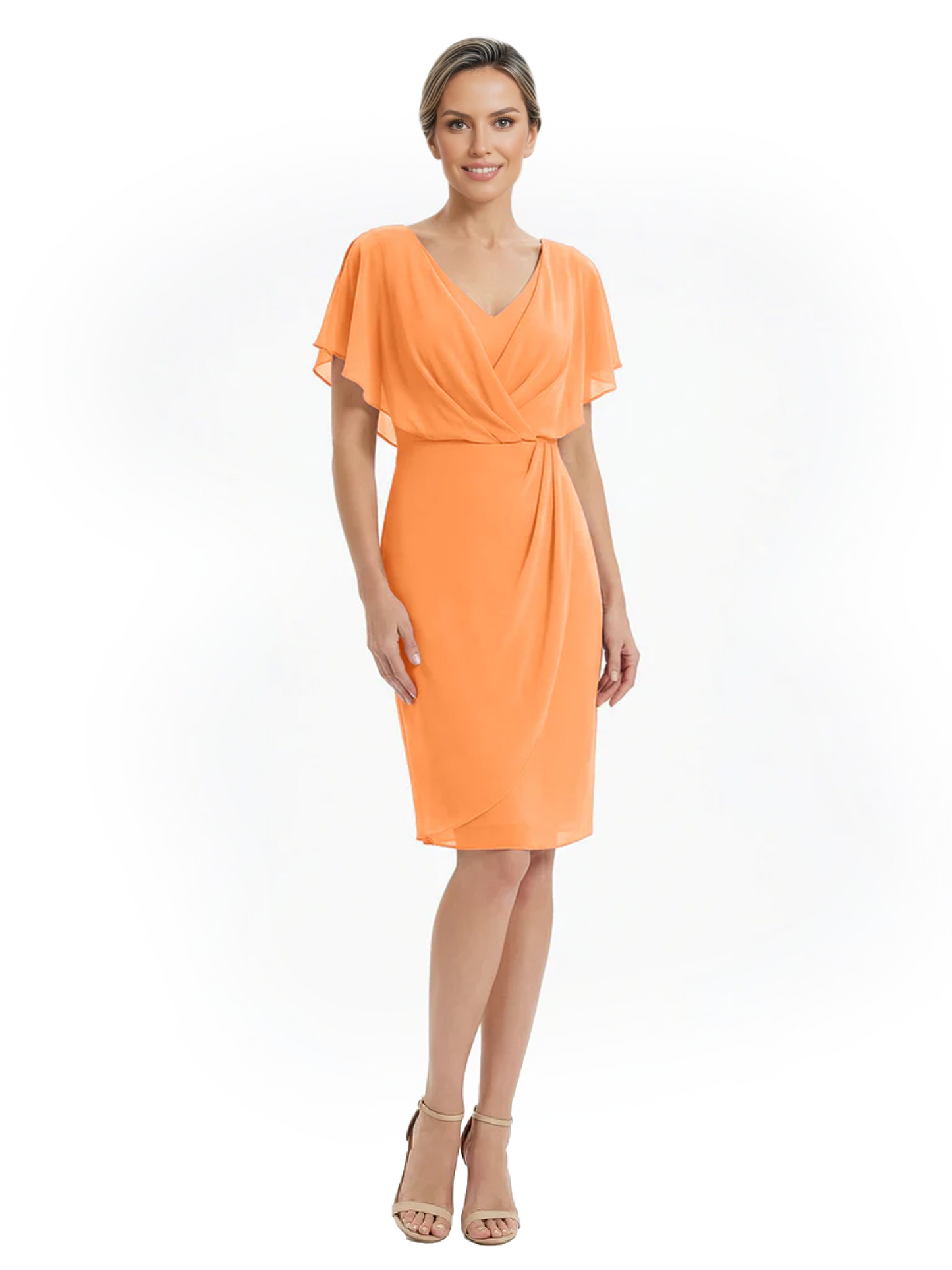 Chic Knee-Length Mother of Bride Formal Dress Slimming Chiffon Styles for Wedding Guest