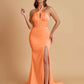 Elegant Soft Satin Mermaid Halter Side Slit Floor-Length Bridesmaid Dresses Online