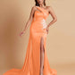 Elegant Soft Satin Sweetheart One Shoulder Side-Slit Mermaid Bridesmaid Dresses