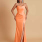 Gorgeous Spaghetti Straps Soft Satin Side Slit Floor-Length Mermaid Bridesmaid Dresses