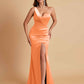 Gorgeous One Shoulder Soft Satin Side Slit Floor-Length Mermaid Bridesmaid Dresses