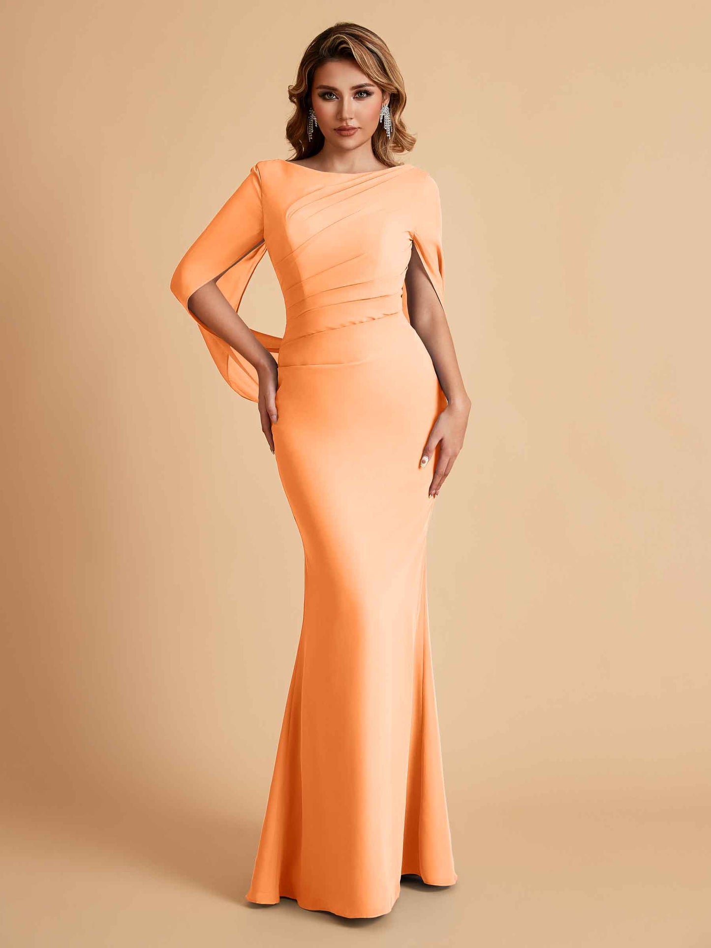Elegant Mermaid Chiffon Half Sleeves Jewel Mother of the Brides Dresses Online