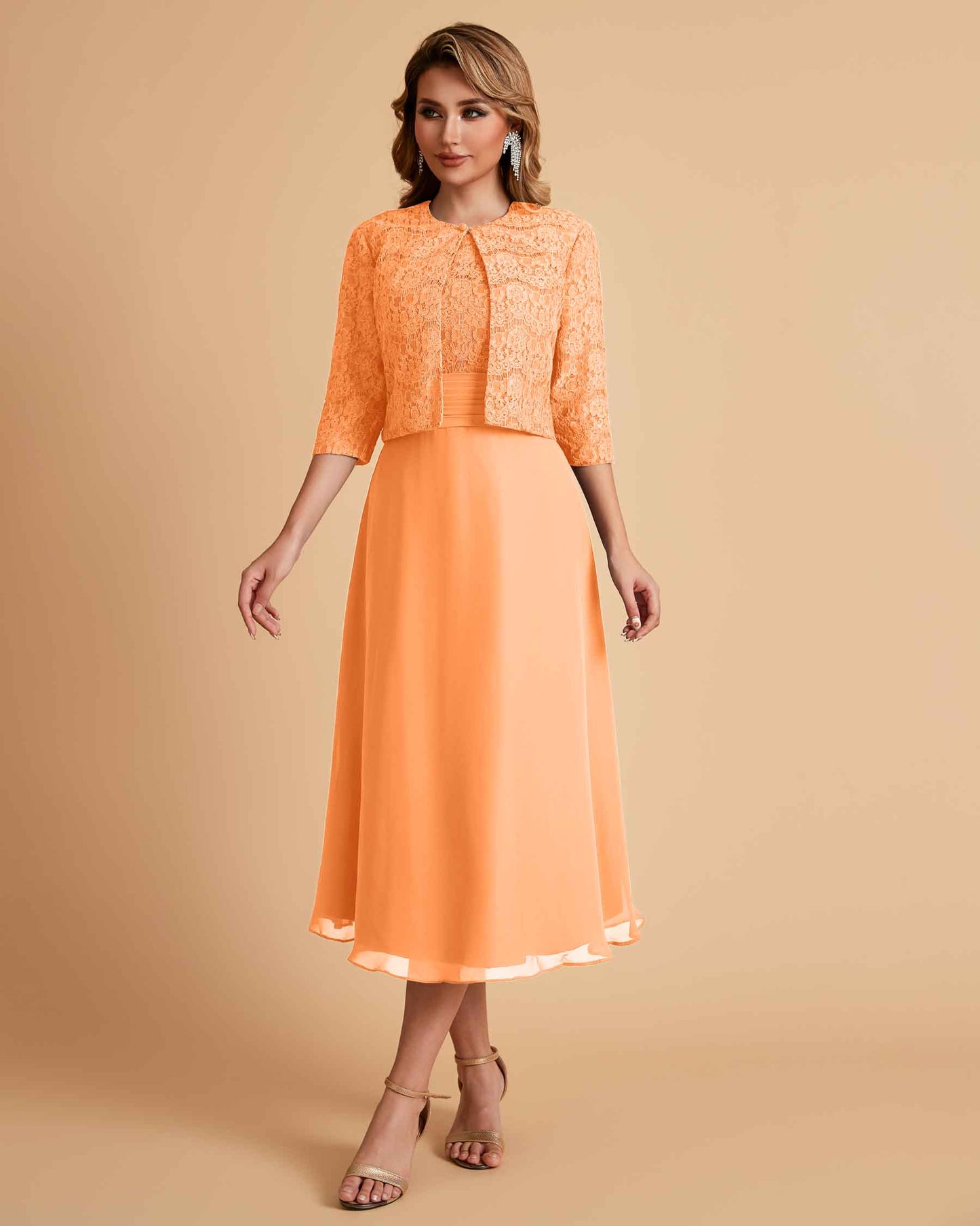 Elegant A-line Bateau Sleeveless Tea Length Mother of the Brides Dresses Online