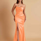Sexy Soft Satin Mermaid Side Slit Floor-Length Mermaid Bridesmaid Dresses