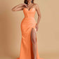 Elegant Soft Satin Mermaid V-neck Side Slit Floor-Length Bridesmaid Dresses Online