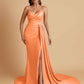 Sexy Soft Satin Mermaid V-neck Floor-Length Mermaid Bridesmaid Dresses