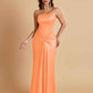 Sexy Soft Satin Mermaid Strapless Floor-Length Mermaid Bridesmaid Dresses