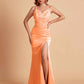 Sexy Satin V-neck Side Slit Mermaid Floor Length Bridesmaid Dresses