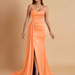 Elegant Soft Satin Sweetheart Strapless Side-Slit Mermaid Bridesmaid Dresses