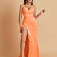 Simple Soft Satin Mermaid V-neck Floor-Length Mermaid Bridesmaid Dresses