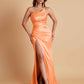 Gorgeous Strapless Soft Satin Side Slit Floor-Length Mermaid Bridesmaid Dresses