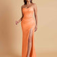 Sexy Strapless Soft Satin Side Slit Floor-Length Mermaid Bridesmaid Dresses