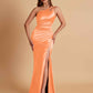 Sexy Soft Satin Mermaid One Shoulder Floor-Length Mermaid Bridesmaid Dresses
