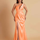 Sexy One Shoulder Soft Satin Side Slit Floor-Length Mermaid Bridesmaid Dresses