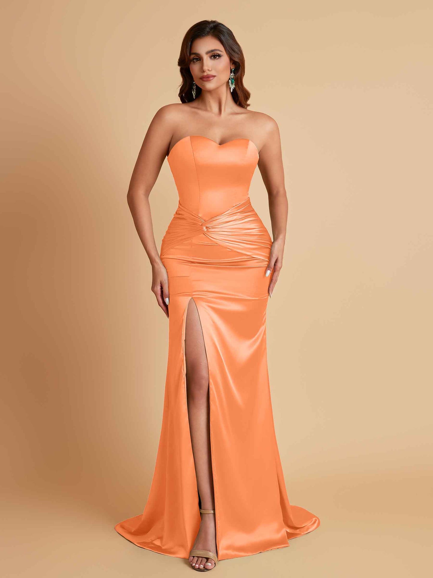 Sexy Soft Satin Mermaid Sweetheart Floor-Length Mermaid Bridesmaid Dresses