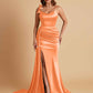 Elegant Soft Satin Mermaid Bowknot Floor-Length Mermaid Bridesmaid Dresses