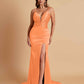 Sexy Soft Satin V-neck Spaghetti Strap Side-Slit Mermaid Bridesmaid Dresses
