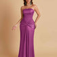 Sexy Soft Satin Mermaid Strapless Floor-Length Mermaid Bridesmaid Dresses