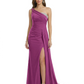 One Shoulder Mother of Bride Dress Ruffle Formal Gowns Mermaid Floor Length Train Slit