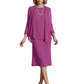 3 PCS Knee-Length Mother of Bride Dresses Prom Dress Evening Dress with Sheer Sleeves and Jacket