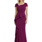 A-Line Satin Cap Sleeves Mother of the Brides Dresses Floor Length For Wedding