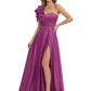 Elegant Mother of the Groom Dress A-Line Satin Formal Gown with High Slit Ruched Bodice