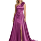 One Shoulder Sleeveless Mother of the Brides Dresses Floor Length Slit With Train