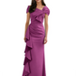 Elegant Mother of Bride Dress Formal Gowns Mermaid Ruffle Floor Length Asymmetric Neckline