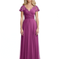 Mother of the Bride Dress Cap Sleeves and V-Neckline with Embroidered Lace Shoulders