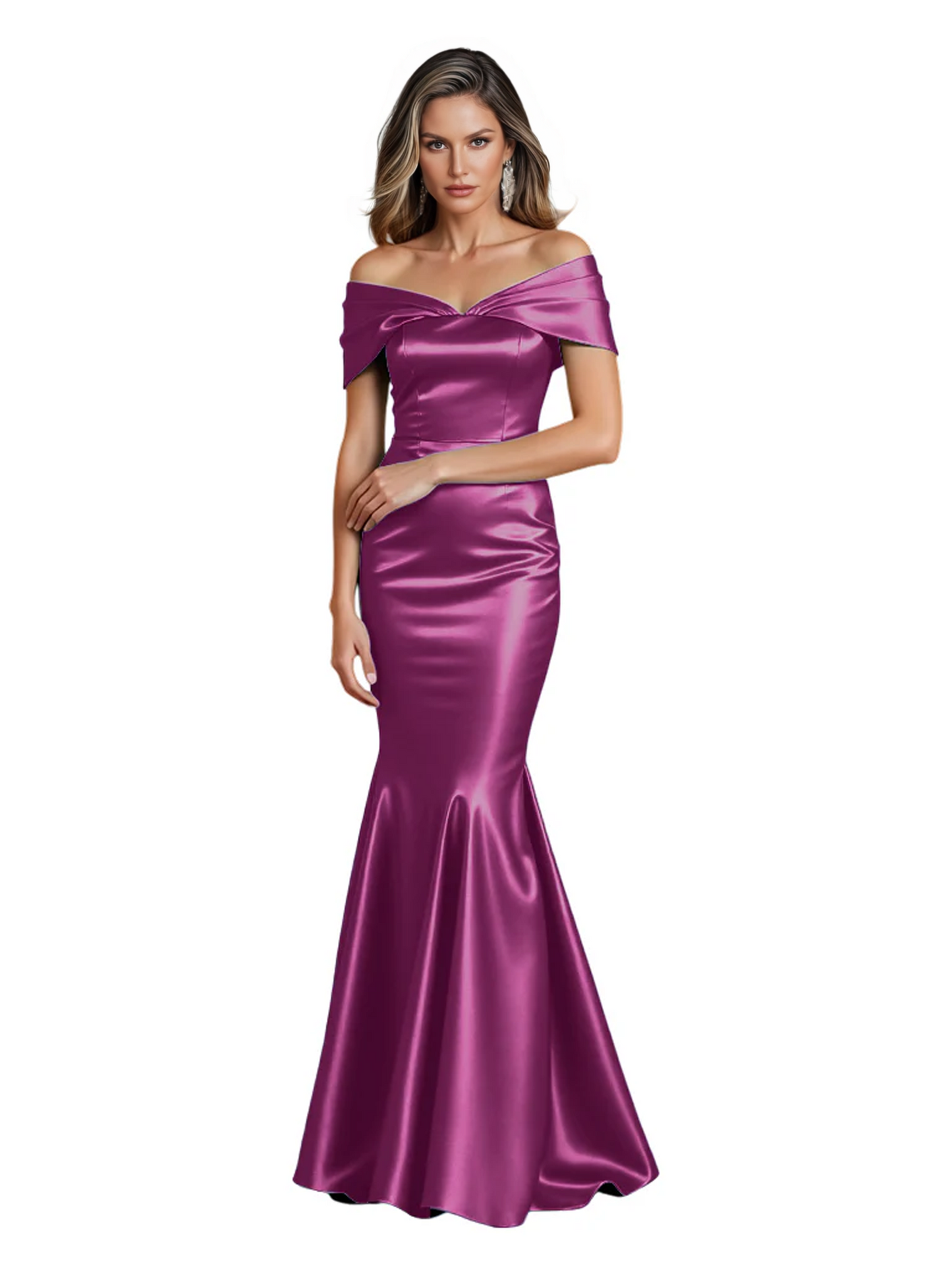 Luxury Emerald Formal Dress Off-the-Shoulder Satin Gown Trumpet Silhouette