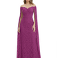 Elegant Mother of the Groom Gown Floral Lace Embroidered Formal Dress with Cape