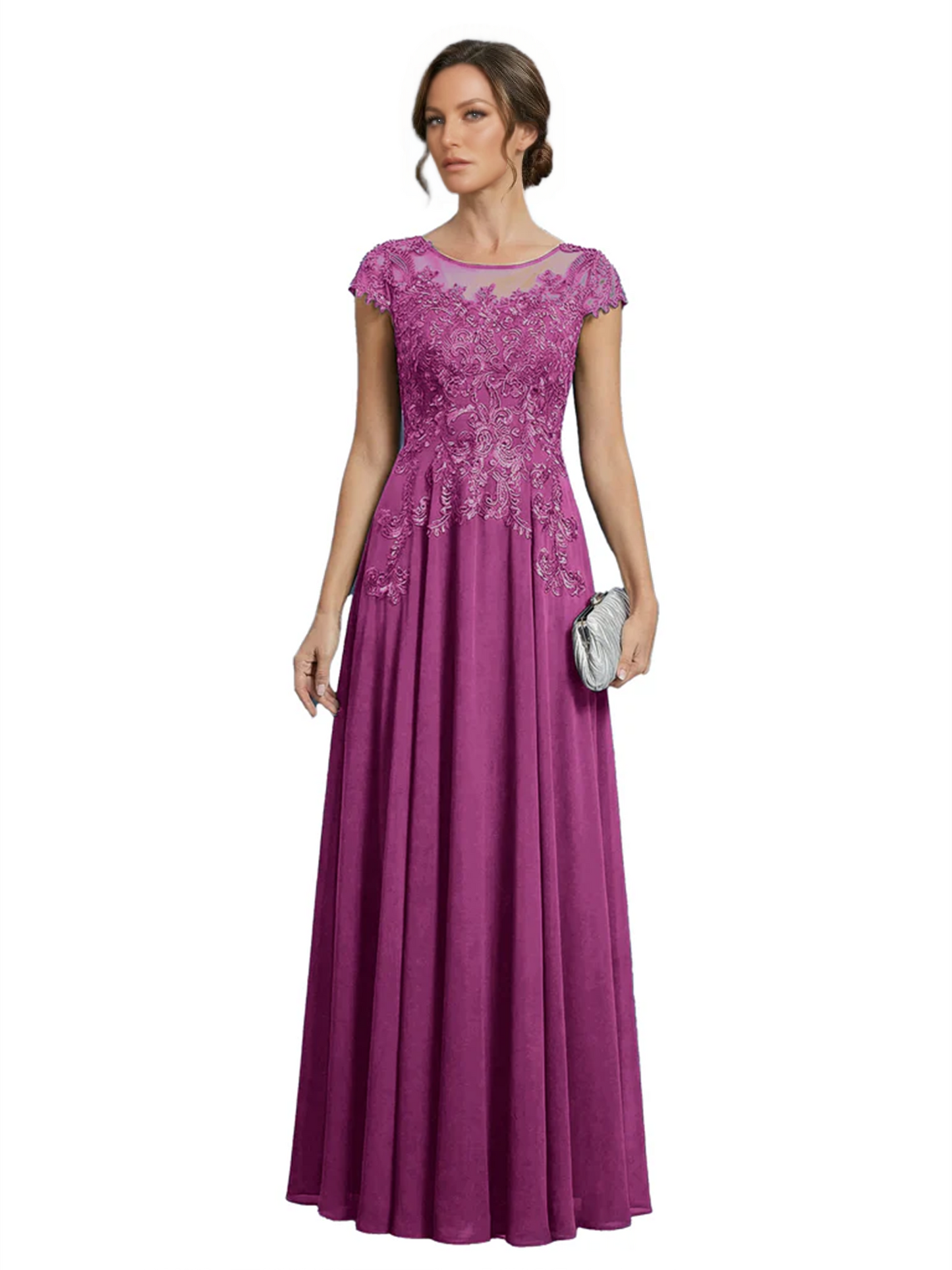 Chic Long A-Line Chiffon Mother of the Brides Dresses Sequin Mom Outfits For Wedding
