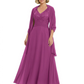 Luxury Formal Mother of Bride Dress Sparkling Sequin Top & Flowy Chiffon Skirt with Shawl